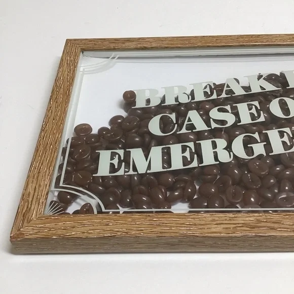 Coffee Shop Picture Bean Filled Wall Art Box Break In Case of Emergency Cafe 3D - Picture 5 of 15